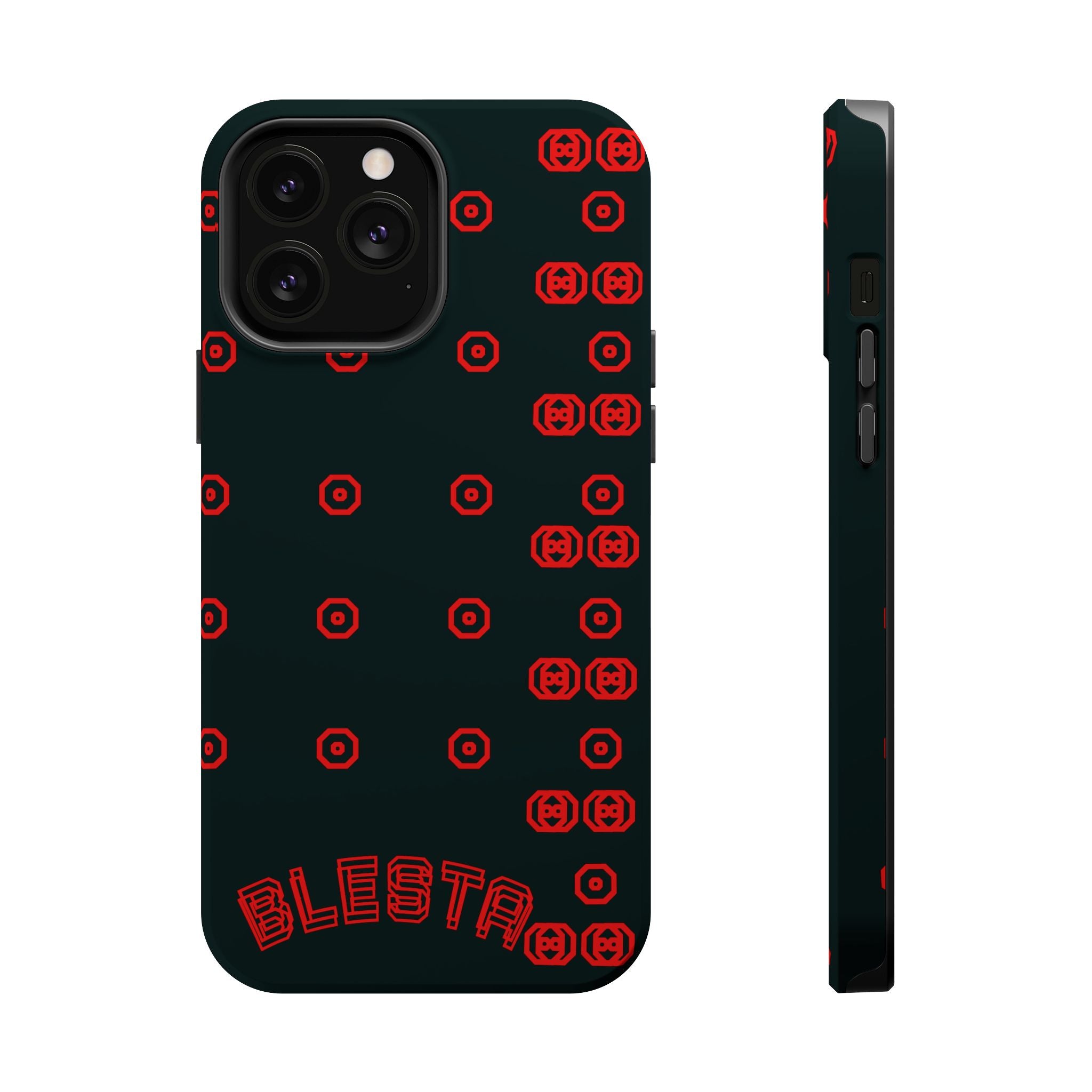 Phone Case — Black & Red Retro Pixel Pattern Magnetic Impact-Resistant Case