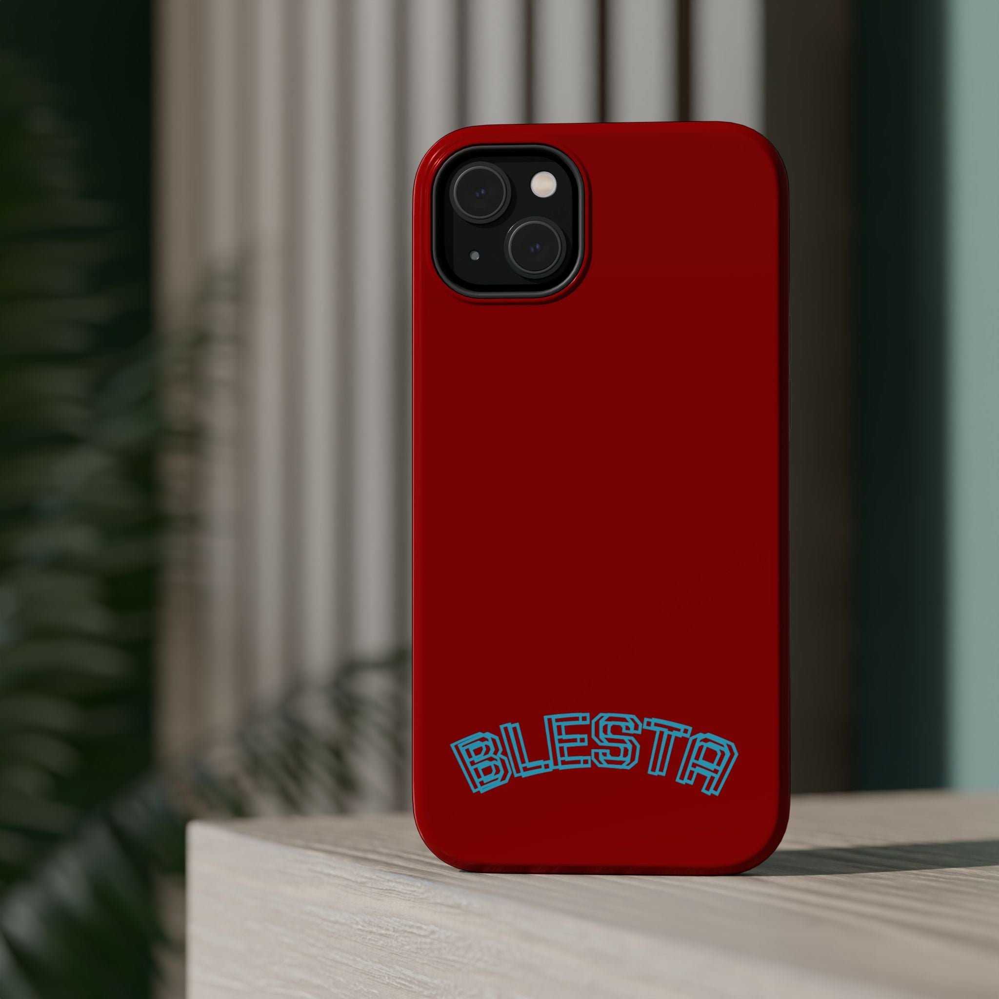 Magnetic Impact-Resistant Phone Case — Red Retro 'BLESTA' Design