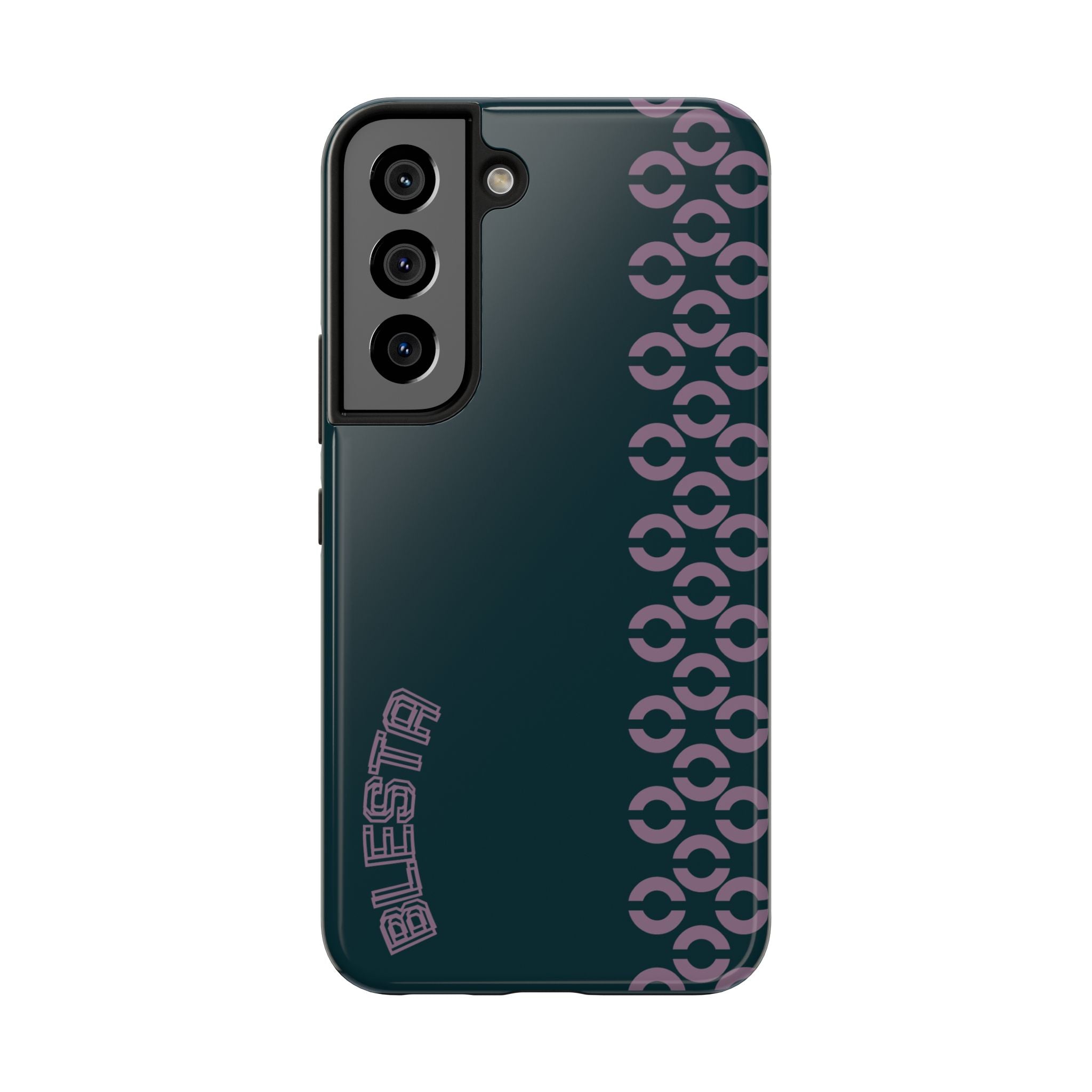 Tough Phone Case — Sleek Dark Teal with Geometric Stripe & “BLESTA” Accent
