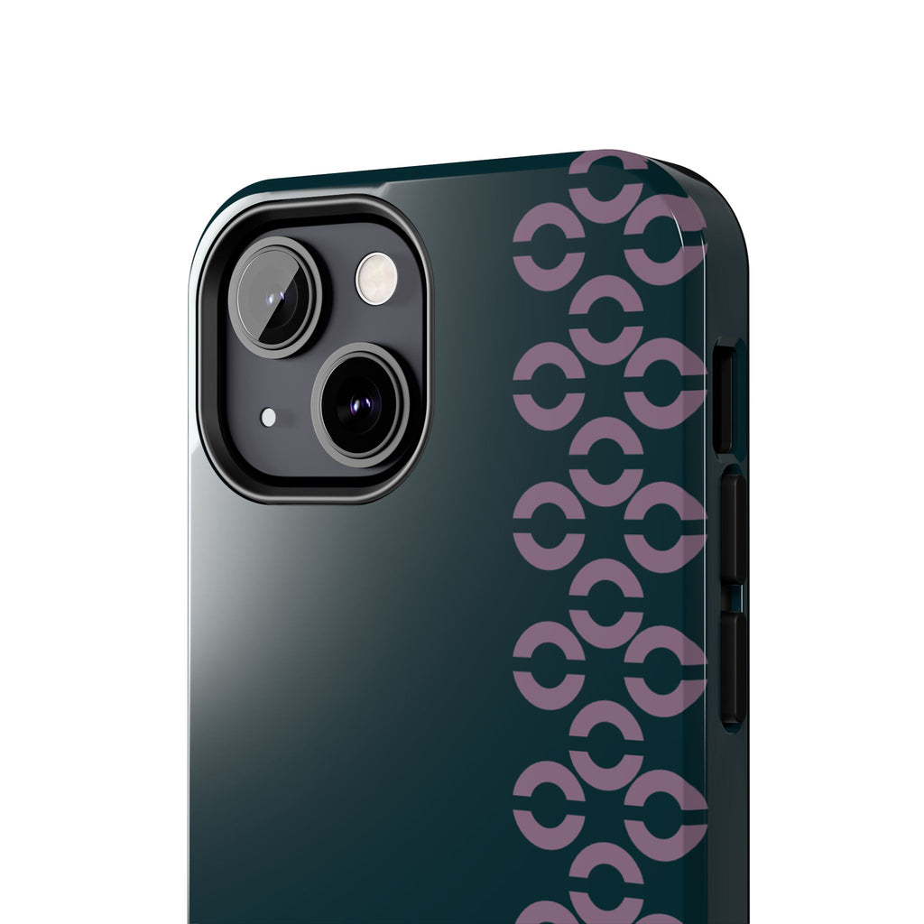 Tough Phone Case — Sleek Dark Teal with Geometric Stripe & “BLESTA” Accent